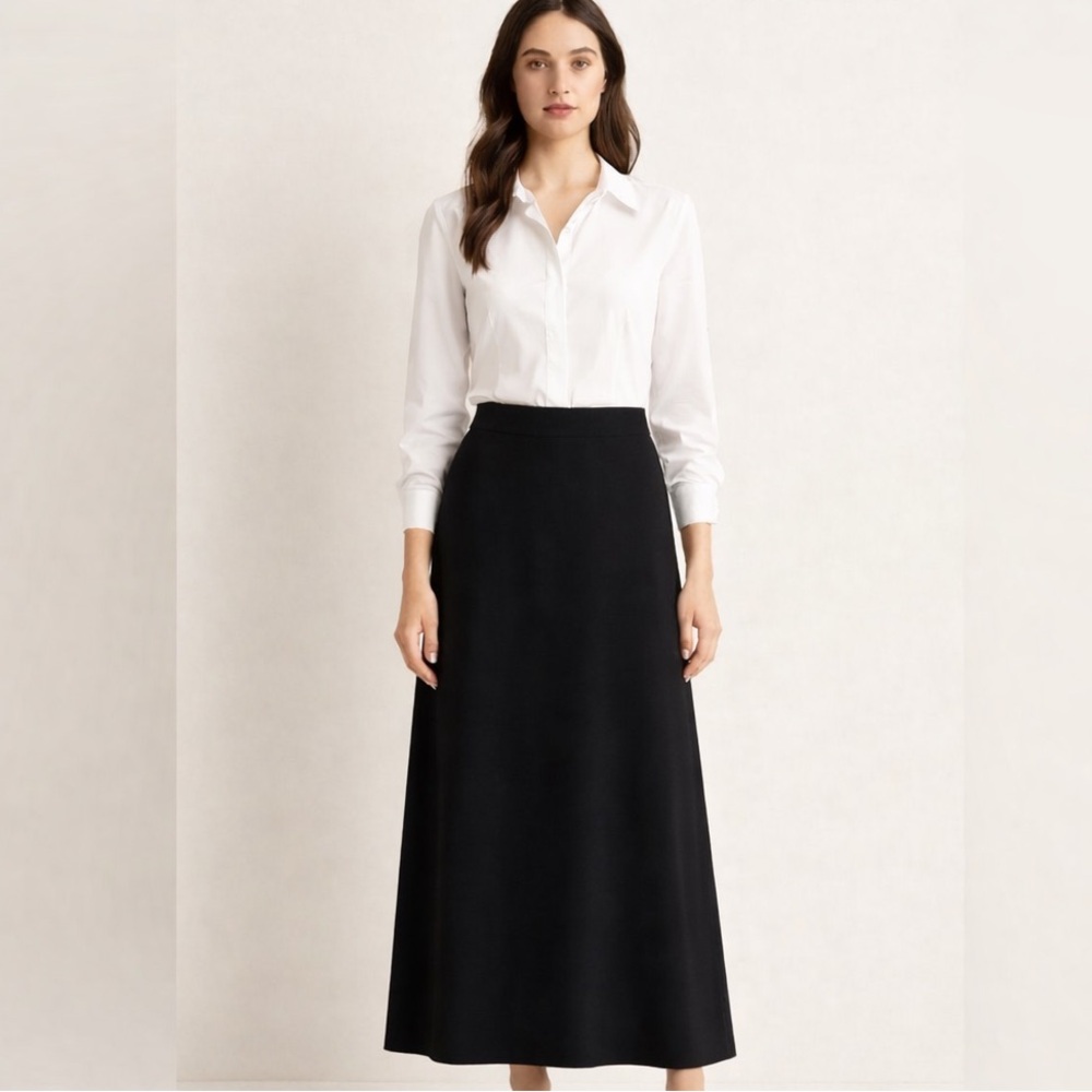 Elegant Black High-Low A-Line Maxi Skirt for any occasion